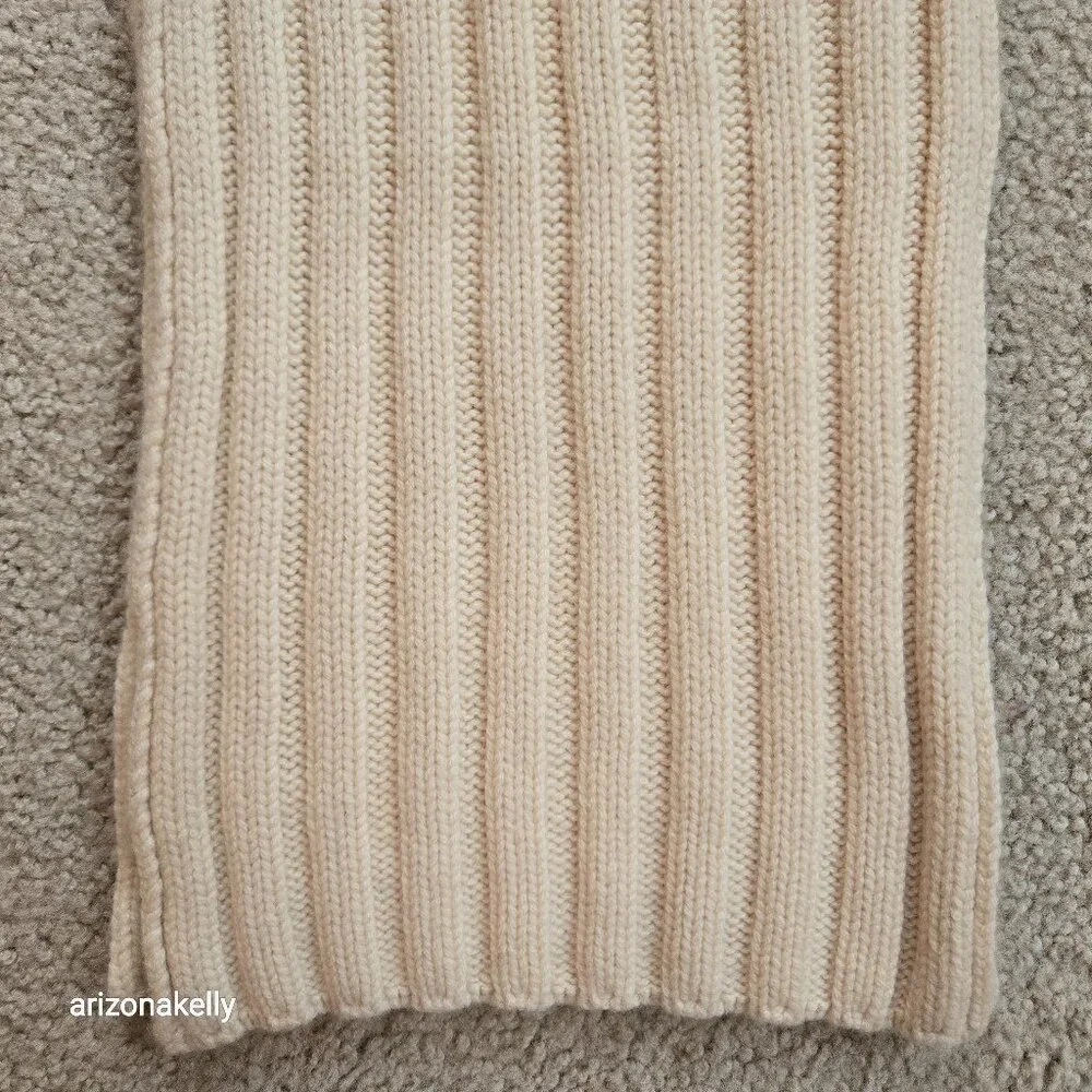 Johnstons Cashmere Scarf Ribbed Thick Ivory